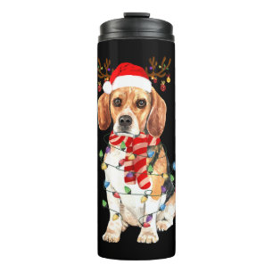 Kerstkerstverlichting met T-shirt voor beagle kers Thermosbeker