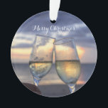 Kerstkerstversiering, acryl Sunset Ornament<br><div class="desc">Kerstavond met zonsondergang en aanpasbare tekst Vrolijk kerstfeest. Het meet 2, 87 inch en het is aan beide zijden gedrukt.</div>