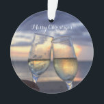 Kerstkerstversiering, acryl Sunset Ornament<br><div class="desc">Kerstavond met zonsondergang en aanpasbare tekst Vrolijk kerstfeest. Het meet 2, 87 inch en het is aan beide zijden gedrukt.</div>