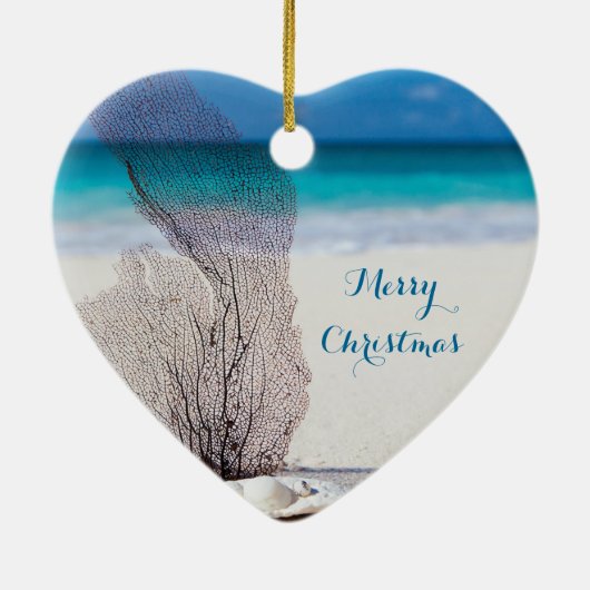 Kerstkerstversiering Hartkoraal Keramisch Ornament (Achterkant)