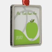 Kerstkerstversiering leraar - groene appel metalen ornament (Rechts)