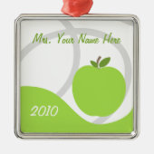 Kerstkerstversiering leraar - groene appel metalen ornament (Voorkant)
