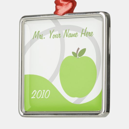 Kerstkerstversiering leraar - groene appel metalen ornament (Links)