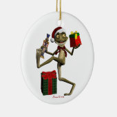 Kerstkerstversiering met Feestdagen van Santa Frog Keramisch Ornament (Rechts)