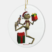 Kerstkerstversiering met Feestdagen van Santa Frog Keramisch Ornament (Links)