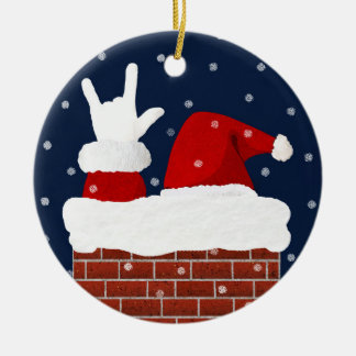 Kerstkerstversiering met ik hou van je in ASL Keramisch Ornament