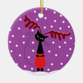 Kerstkerstversiering met renniervet keramisch ornament (Voorkant)