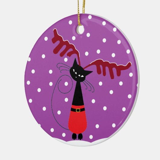 Kerstkerstversiering met renniervet keramisch ornament (Links)