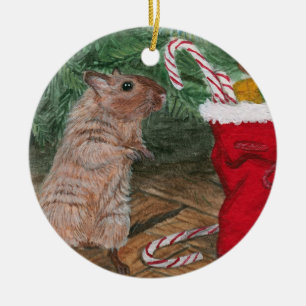 Kerstkerstversiering met Snoep Gerbil Keramisch Ornament