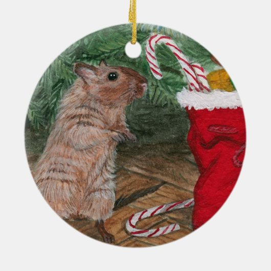 Kerstkerstversiering met Snoep Gerbil Keramisch Ornament (Achterkant)
