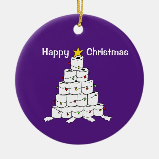 Kerstkerstversiering met toilet Roll Keramisch Ornament (Voorkant)