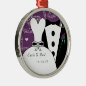 Kerstkerstversiering met Tux- en Gown Wedding Metalen Ornament (Rechts)