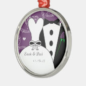 Kerstkerstversiering met Tux- en Gown Wedding Metalen Ornament (Links)