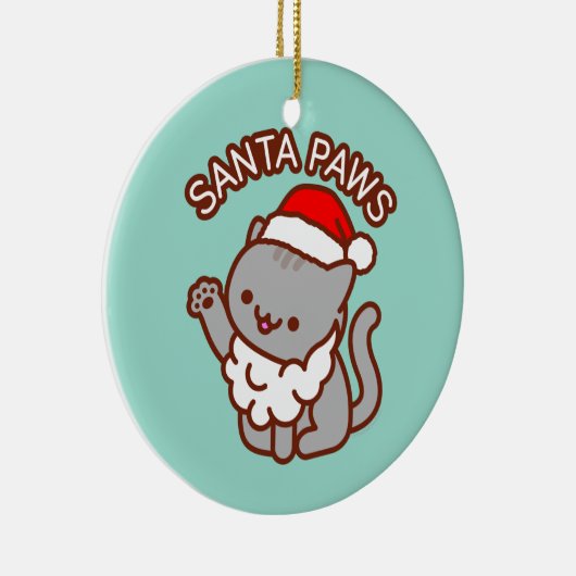 Kerstkerstversiering - "Santa Paws" Keramisch Ornament (Rechts)