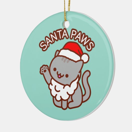 Kerstkerstversiering - "Santa Paws" Keramisch Ornament (Links)