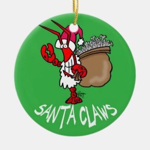 Kerstkerstversiering voor kerstman in Santa Claws! Keramisch Ornament