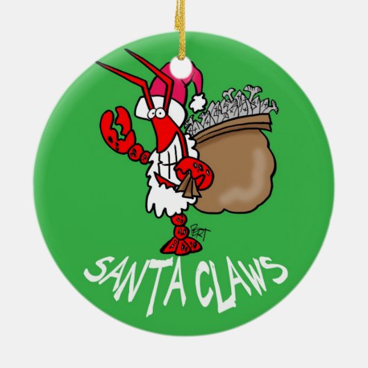 Kerstkerstversiering voor kerstman in Santa Claws! Keramisch Ornament (Achterkant)