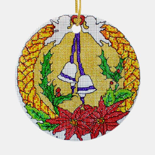 Kerstkerstversiering voor kruistitels keramisch ornament (Voorkant)