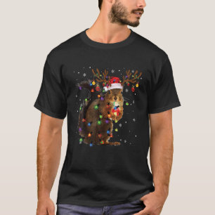 Kerstkerstvierkant T-shirt Reindekerkerstlampjes P