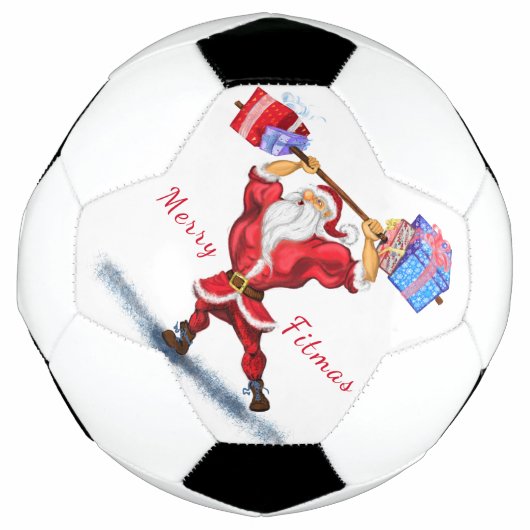 KerstkerstVoetbal Gift Bodybuilder Santa - Fun Voetbal (Voorkant)