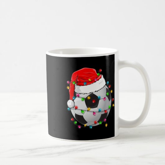 KerstkerstVoetbal Santa Hat Funny Sport Xmas B Koffiemok (Rechts)