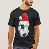 KerstkerstVoetbal Santa Hat Funny Sport Xmas B T-shirt (Voorkant)