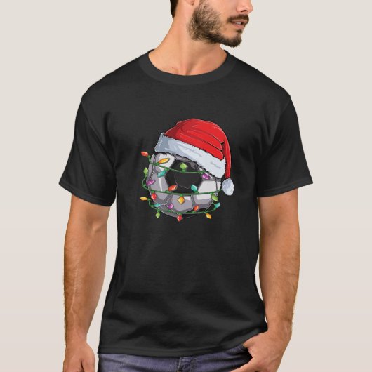 KerstkerstVoetbal Santa Hat Funny Xmas Pajama T-shirt (Voorkant)