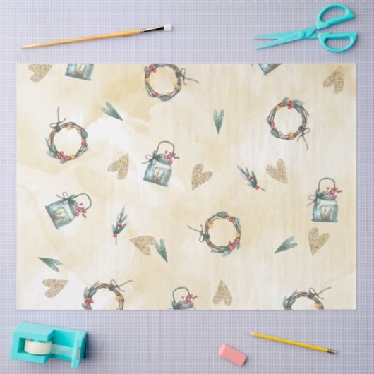 KerstkerstWaterverf GoldI-ontwerp 9 Tissuepapier (Craft)