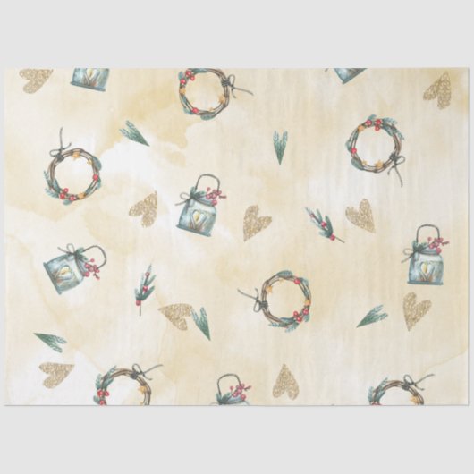 KerstkerstWaterverf GoldI-ontwerp 9 Tissuepapier (Voorkant)