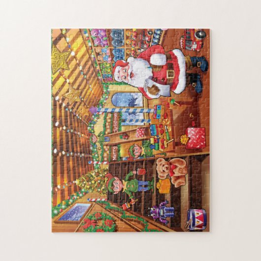 Kerstkerstwerkplaats speelgoed puzzel (Verticaal)