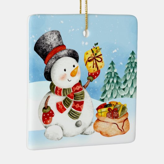 Kerstkerstwinters Snowman Ceramic Ornament (Rechts)