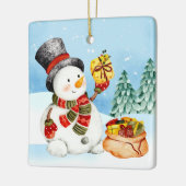 Kerstkerstwinters Snowman Ceramic Ornament (Links)