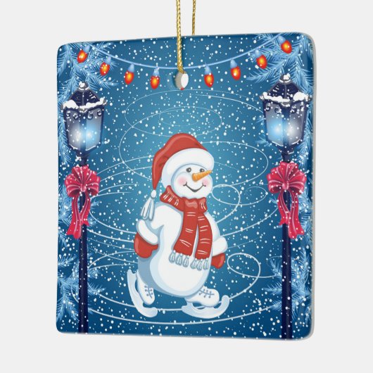 KerstkerstWintery Snowman Keramisch Ornament (Links)