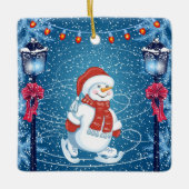 KerstkerstWintery Snowman Keramisch Ornament (Voorkant)