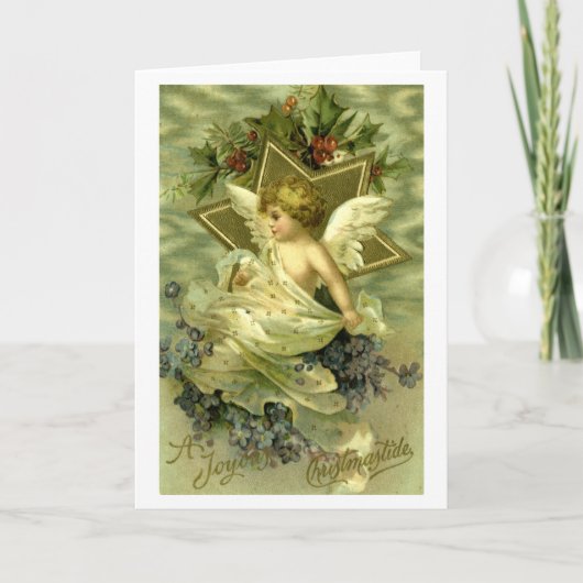  kerstkerub Vintage Feestdagen Kaart (Voorkant)