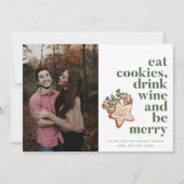 kerstkeuken Drink Wijn Wees prettige foto Feestdagenkaart (Voorkant)