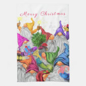 Kerstkeuken Happy Gnomen Party Theedoek (Verticaal)