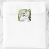 kerstkeuken in sneeuwWereldbol Vierkante Sticker (Tas)