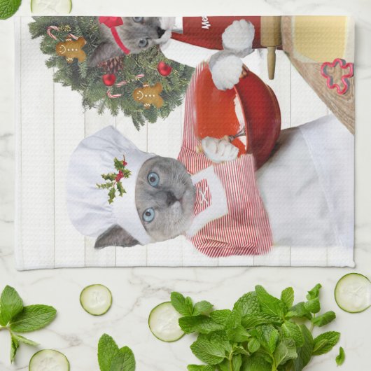 Kerstkeuken Kitten Kitchen Towel Theedoek (Gevouwen)