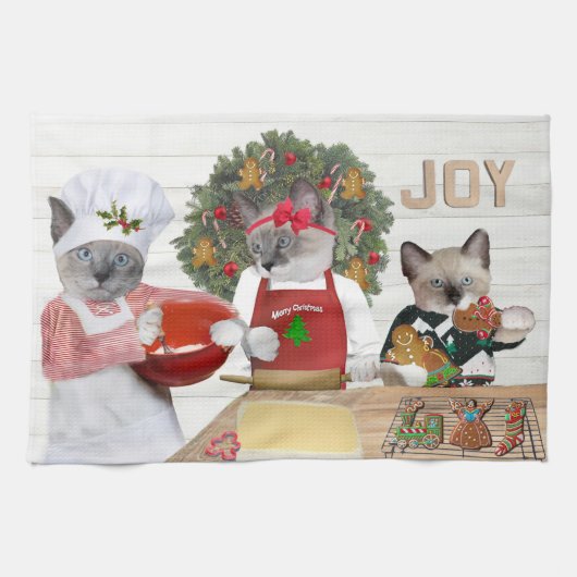 Kerstkeuken Kitten Kitchen Towel Theedoek (Horizontaal)