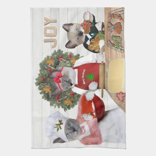 Kerstkeuken Kitten Kitchen Towel Theedoek (Verticaal)
