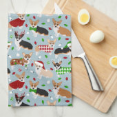 Kerstkeuken met Corgi Dogs Theedoek (Quarter Fold)