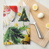  kerstkeuken met een Retro Style en een kersthandd Theedoek (Quarter Fold)