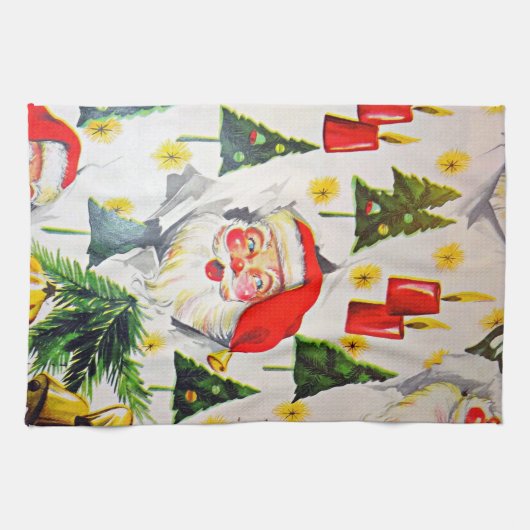  kerstkeuken met een Retro Style en een kersthandd Theedoek (Horizontaal)