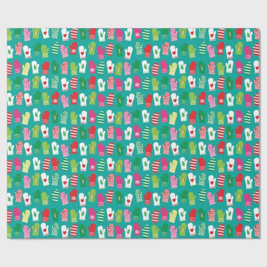 Kerstkeuken Mitts Pattern Cadeaupapier (Vlak)