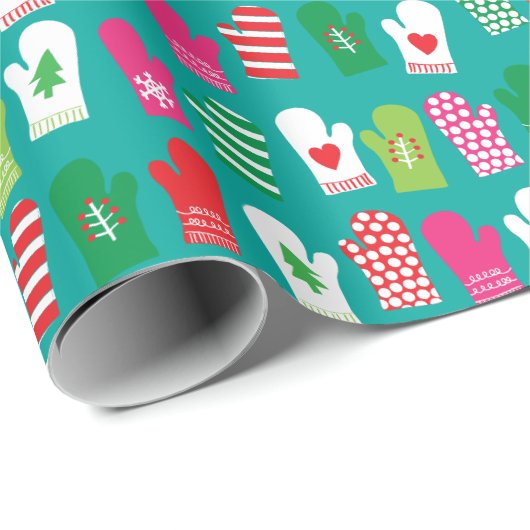 Kerstkeuken Mitts Pattern Cadeaupapier (Rol Hoek)