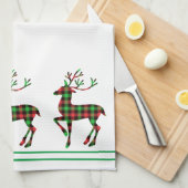 Kerstkeuken Rood en groen geblazen deer Theedoek (Quarter Fold)