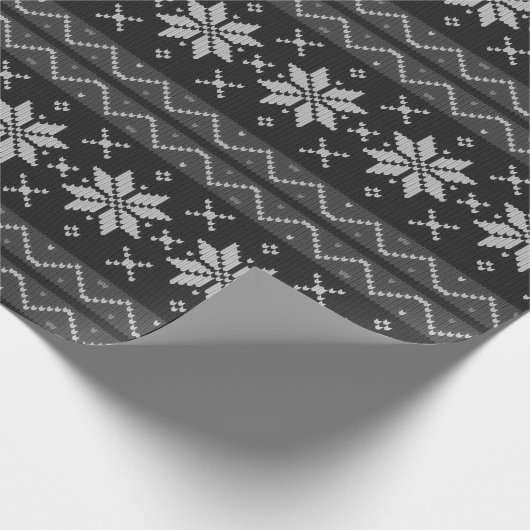 kerstkeuken Scandinavian Knit Black Grey Cadeaupapier (Hoek)