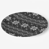 kerstkeuken Scandinavian Knit Black Grey Papieren Bordje (Gekanteld)