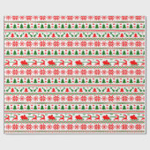 kerstkeuken Snowflakes Reindeer Treans Santa Cadeaupapier (Vlak)